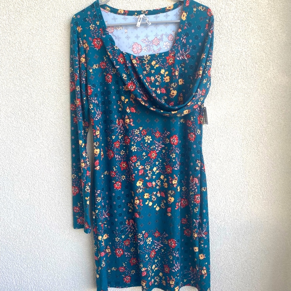 Mudd Long-Sleeved Sueded Flare Dress, size L